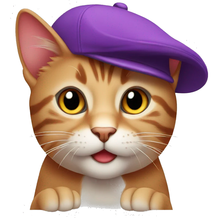 purple cat in red cap pointing  emoji