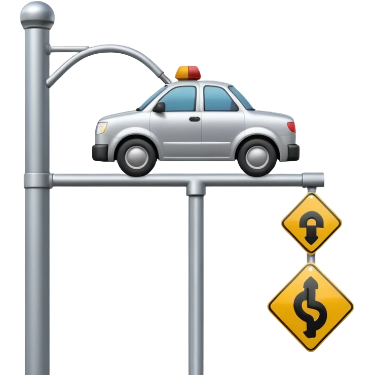 A 3D cartoon street sign showing a towing symbol, on a metal pole, clean background, Memoji-style rendering. emoji