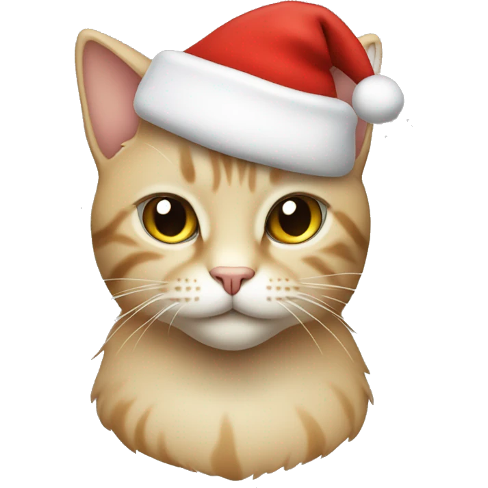 Beige cat wearing a Santa hat emoji