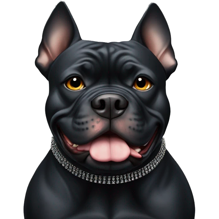 all black American bully wearing a black spiked collar emoji