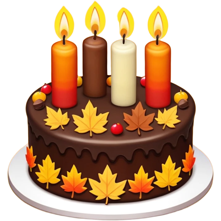 birthday cake with fall leafs and candles  emoji