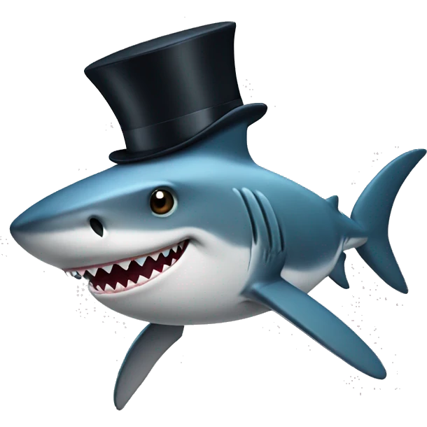 Shark with a top hat emoji