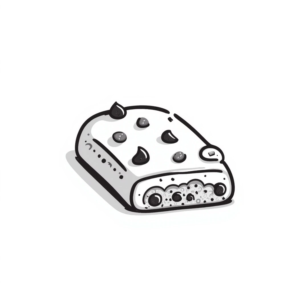 hand drawn doodle of oatmeal bar with black lines, playful, minimal emoji