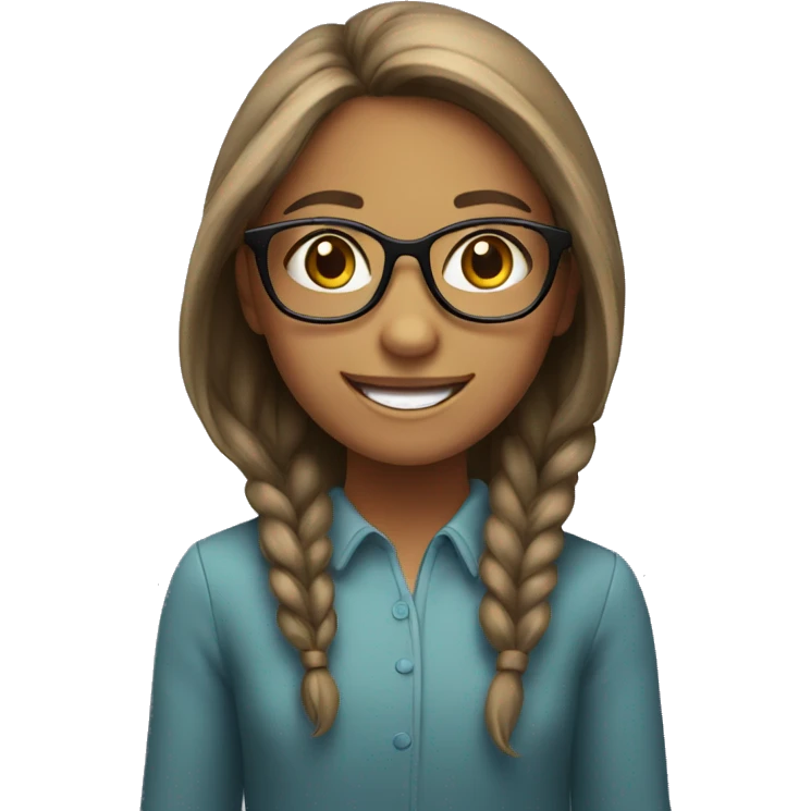 smiling girl with glasses indoors emoji