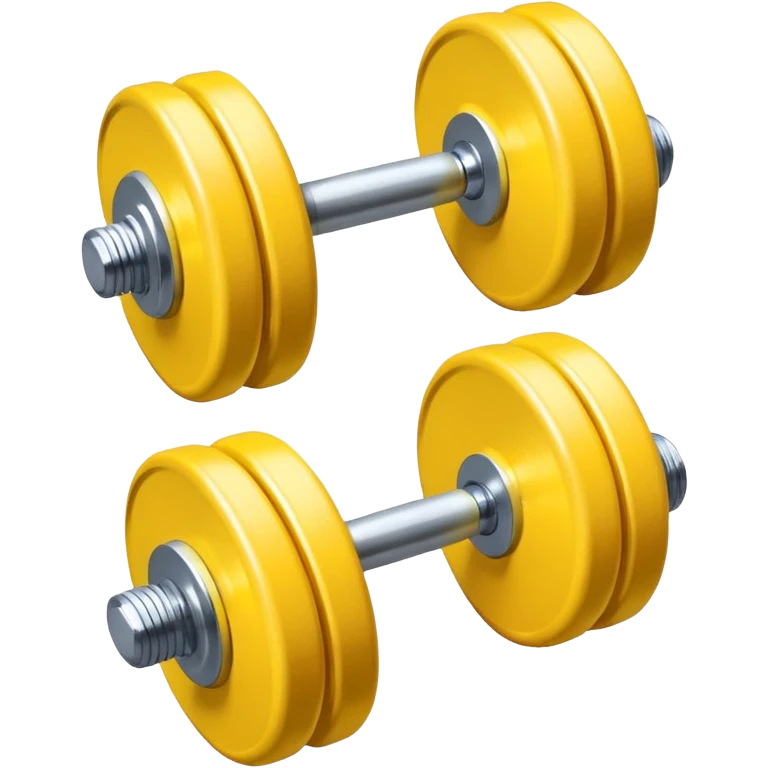 Generate a high-quality emoji of a yellow dumbbell, realistic color and shading, smooth gradient colors, no facial features, no brand markings, simple white background, high-resolution.
 emoji