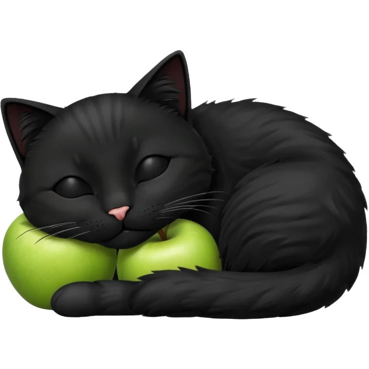 Sleeping cat emoji, apple style, black fur emoji
