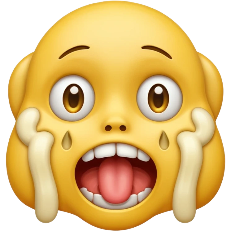 Gasping face emoji with large yellow bone in mouth and crying eyes emoji