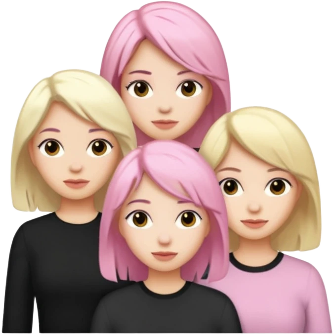 Girlfriend emoji - 5 white girlfriends, 1 with pale pink hair, 2 with black hair, 1 with medium blonde hair  emoji