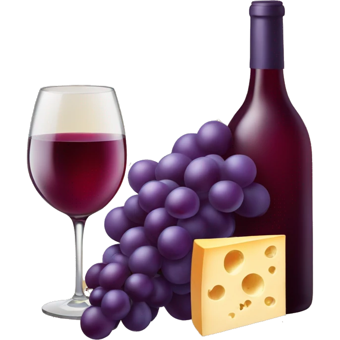 Wine, cheese, grapes emoji