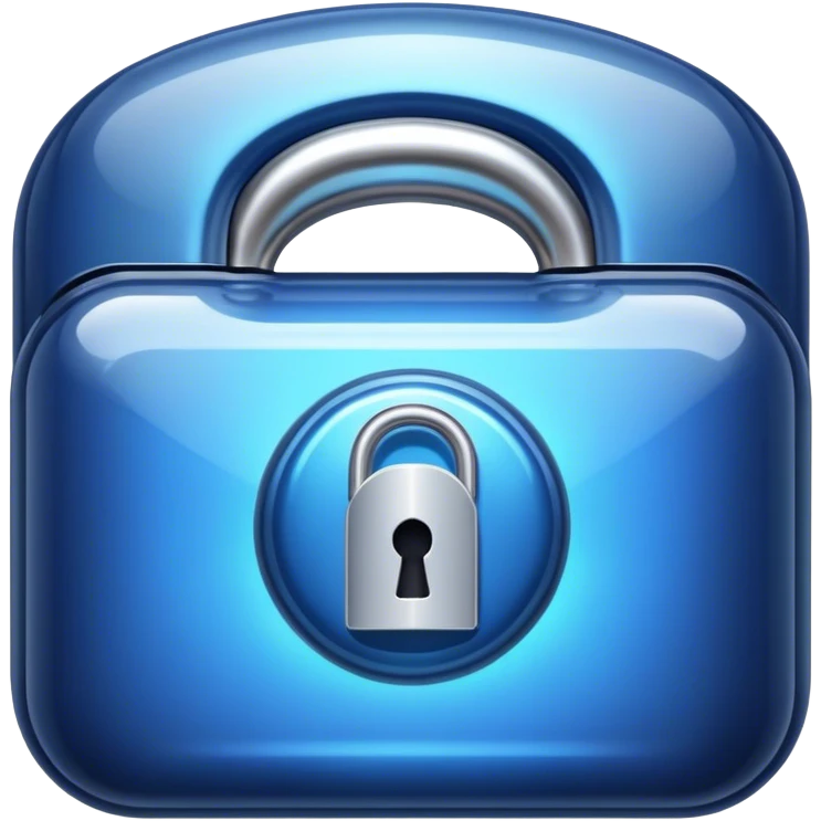 Holographic and glassmorphic dark blue lock emoji