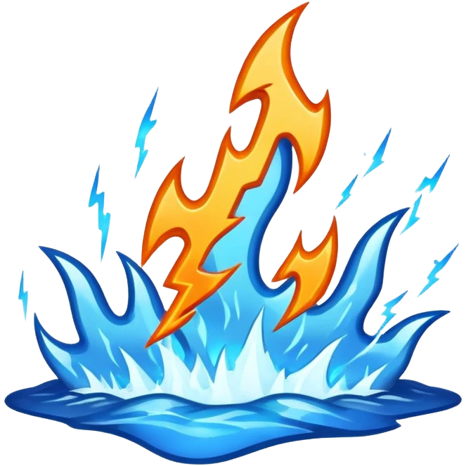 Fire water, and lightning in the middle emoji