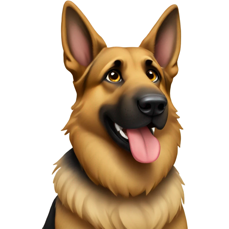 German shepherd with idea emoji