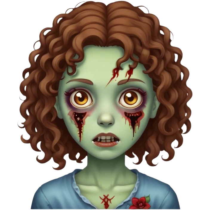 girl zombie with Brown curly hair  emoji