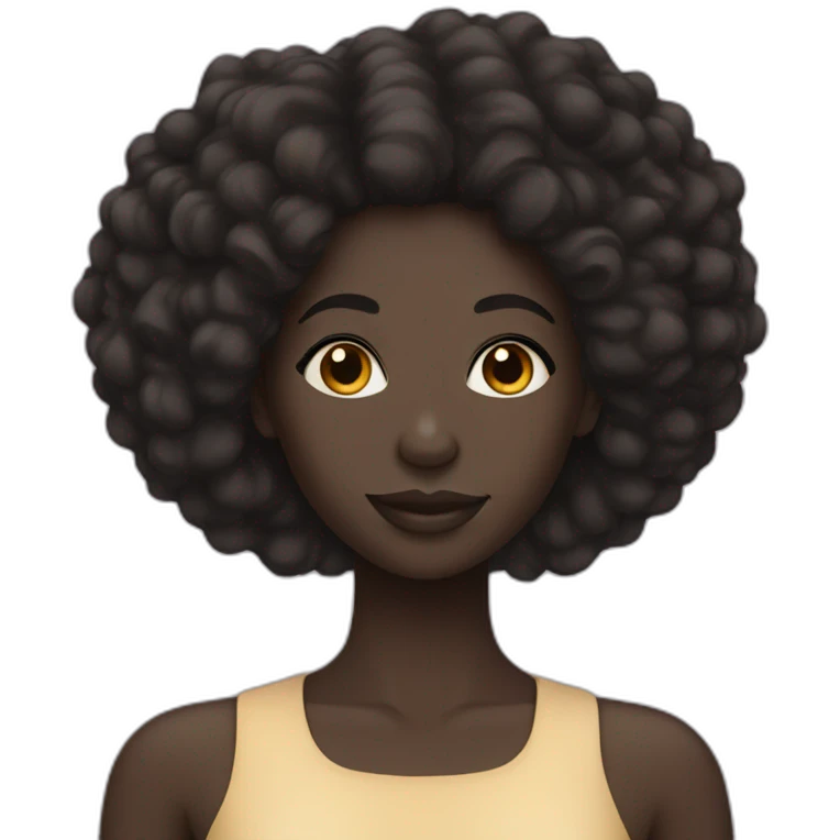 woman with black skin and natural hair african emoji