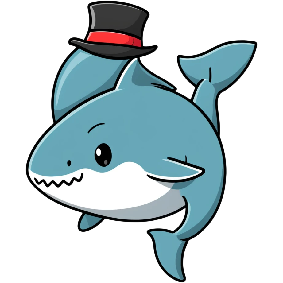 Shark with a top hat emoji