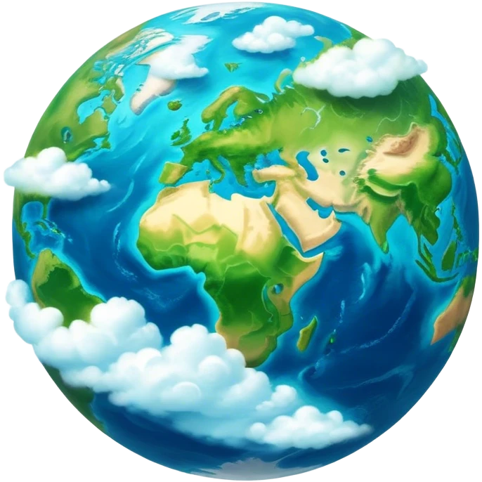 Cinematic Realistic Earth, depicted with vibrant blue oceans, clouds, and lush green continents rendered in exquisite detail, high shine, and a soft radiant glow that captures the dynamic, life-sustaining beauty of our home planet. emoji