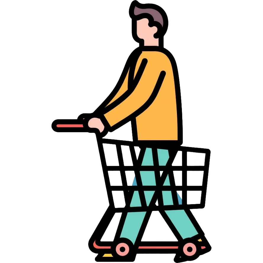 man with shopping cart emoji