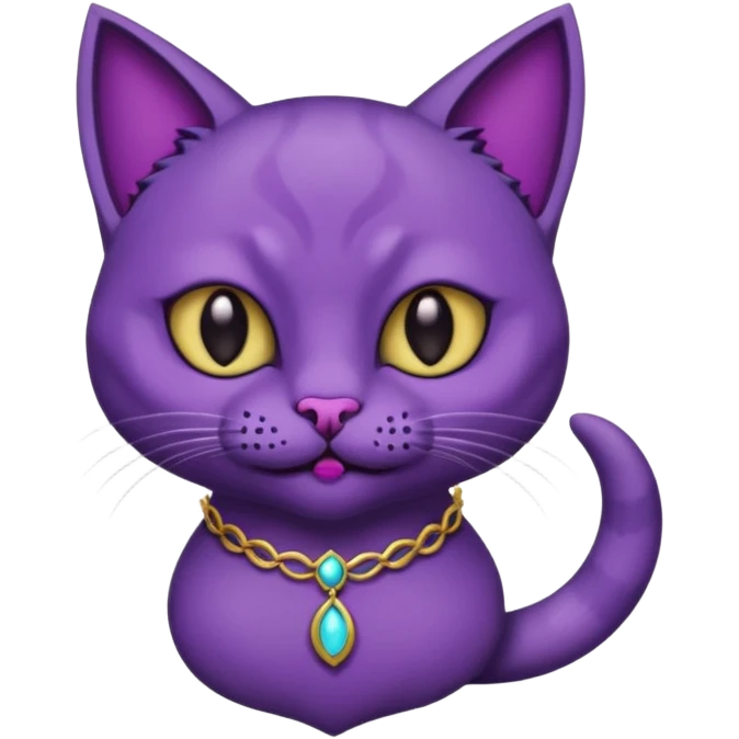Scary purple cat fully black eye and with mouth a moon Nekless emoji