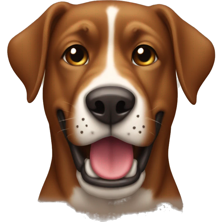 A big brown dog with giftin mouth emoji