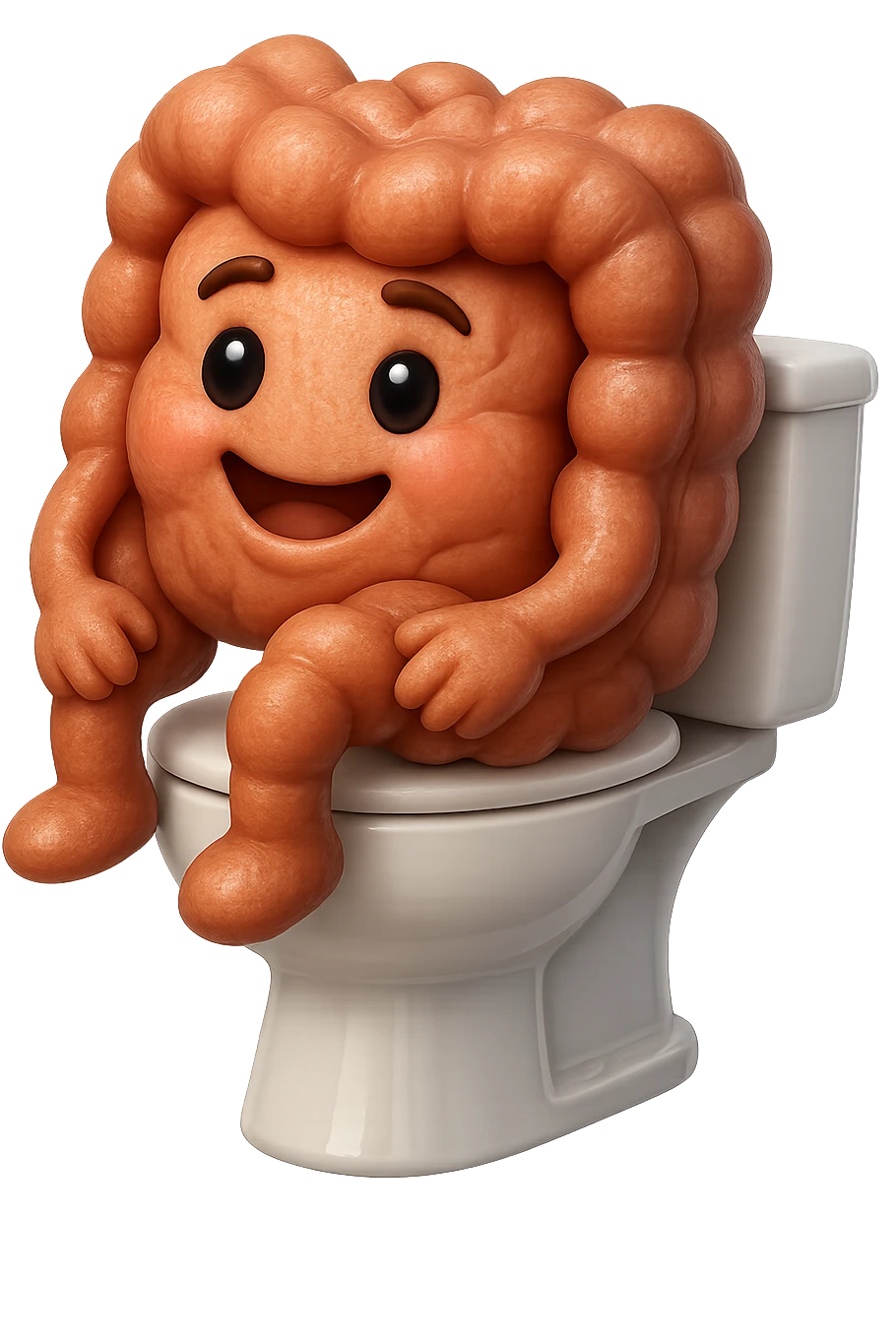 EMOJI STILE IPHONE 3D DI intestino felice seduto sul wc  FALLO MOLTO REALISTICO IN 3D emoji