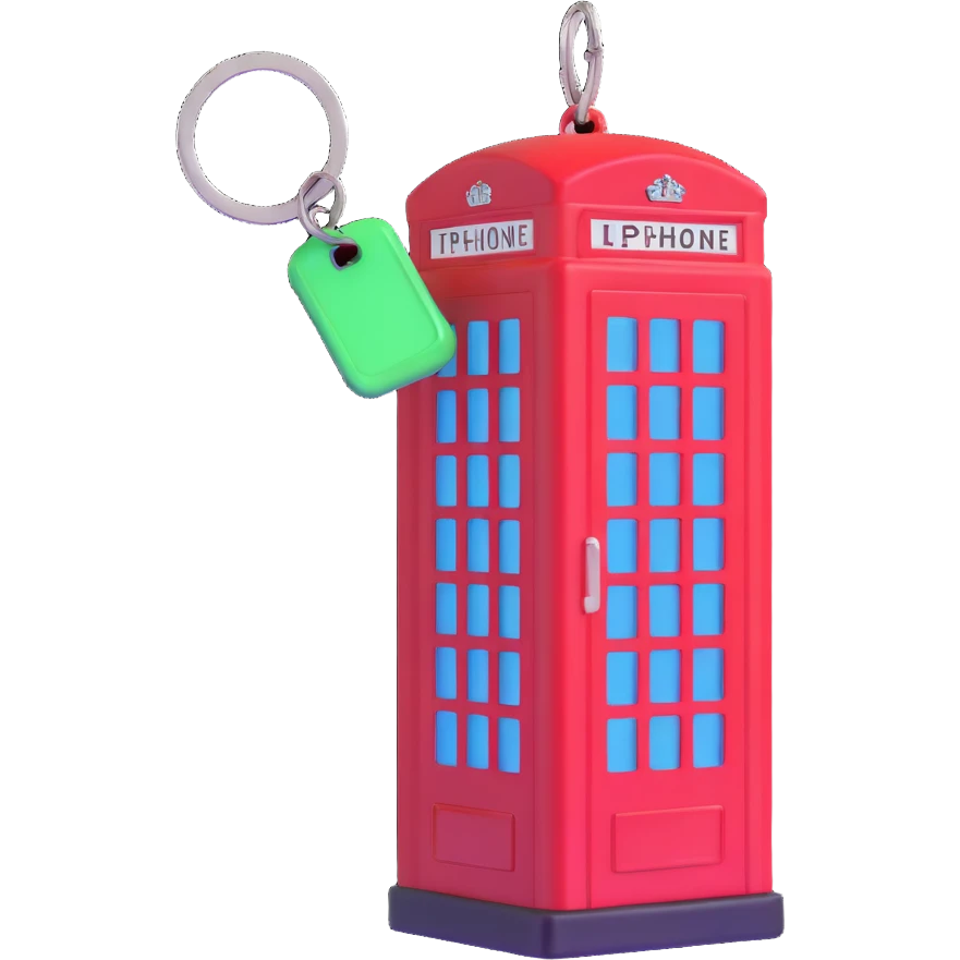 London red phone box keyring, shiny and rounded emoji