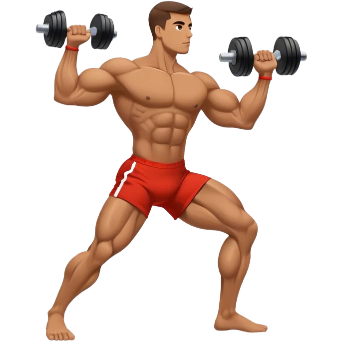 side-view bodybuilder dumbbell lunges emoji