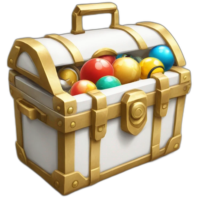 Pokemon Game LootCase White Color Rich Treasure Legendary Epic Pokeballs and Pokemons Inside emoji