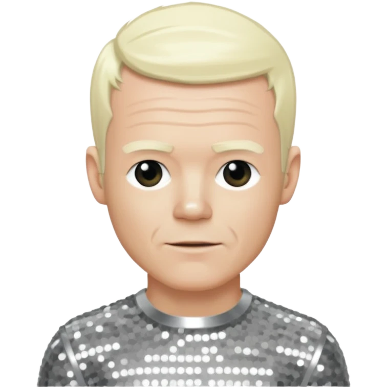 Jimmy Somerville with platinum blonde hair, silver sequin outfit emoji