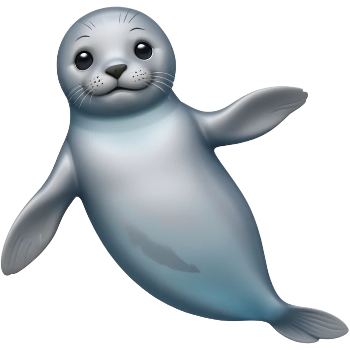 A 3D cartoon seal swimming with visible flippers, calm blue water, soft sunlight, Memoji-style realism. emoji