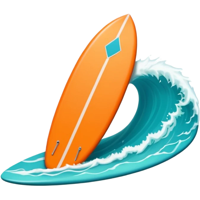 1 orange Surfboard with wave emoji
