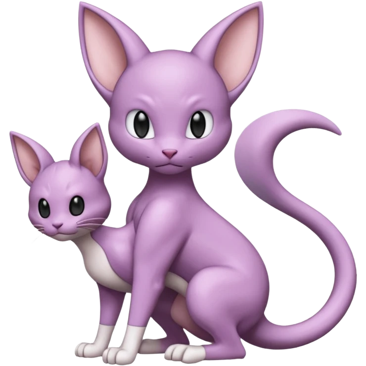 Pastel dull greyish anthropomorphic digitigrade Mewtwo-Beerus-Venom-Espurr-Minccino-hybrid-fusion-animal-ET-species-creature  emoji