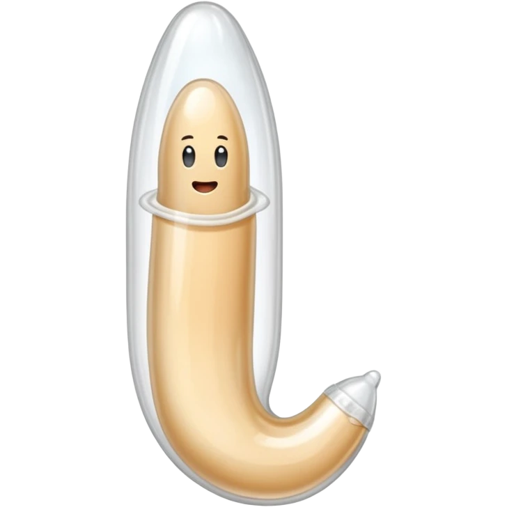 white transparent condom fully covering skin colored  penis shaft, no face emoji