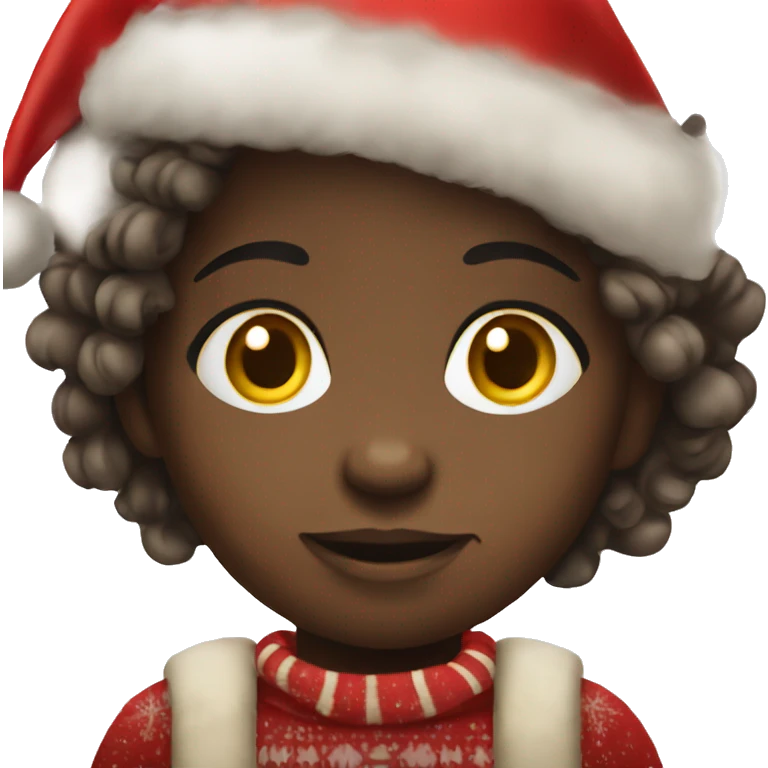 african child with christmas emoji