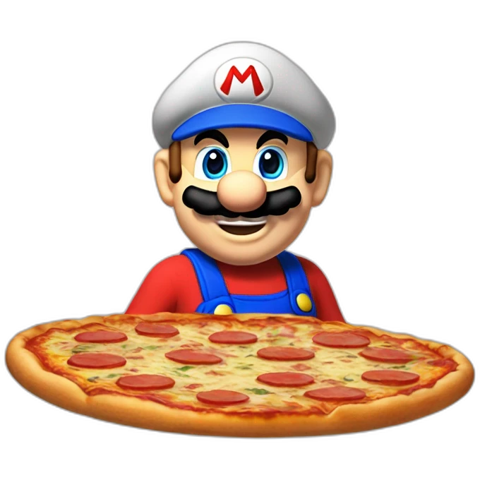 Mario rouge avec des pizza emoji