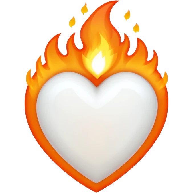 The heart is white and there is fire all around emoji