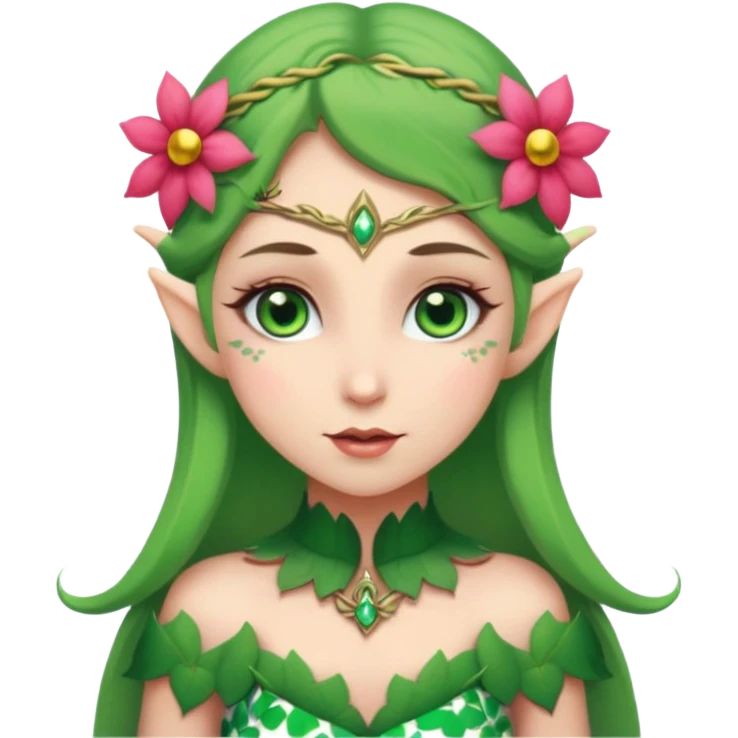 elf wearing flower pattern dress  emoji