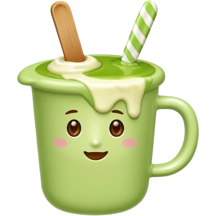 pistacio popsicle in a warm milk cup emoji