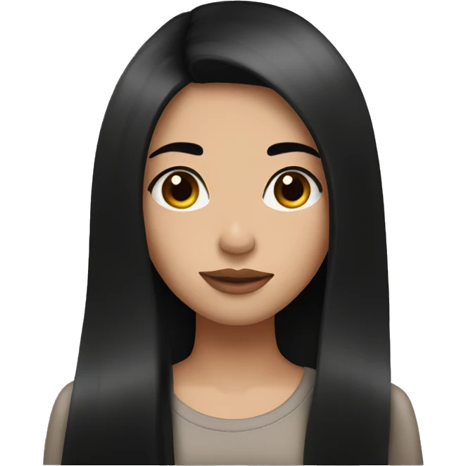 A Girl with long black straight hair, brown eyes, big lips ,long lashes,  emoji