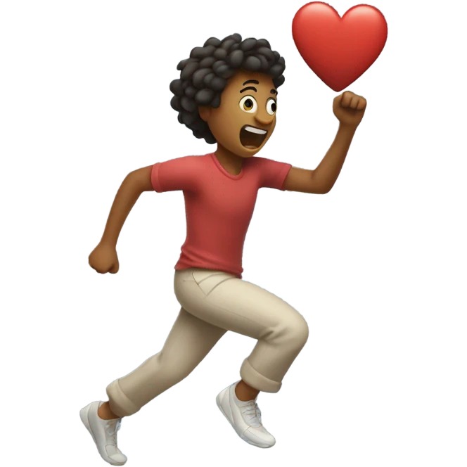 Design an emoji of a person running with a big heart beating strong. Capture the joy of cardio exercise emoji