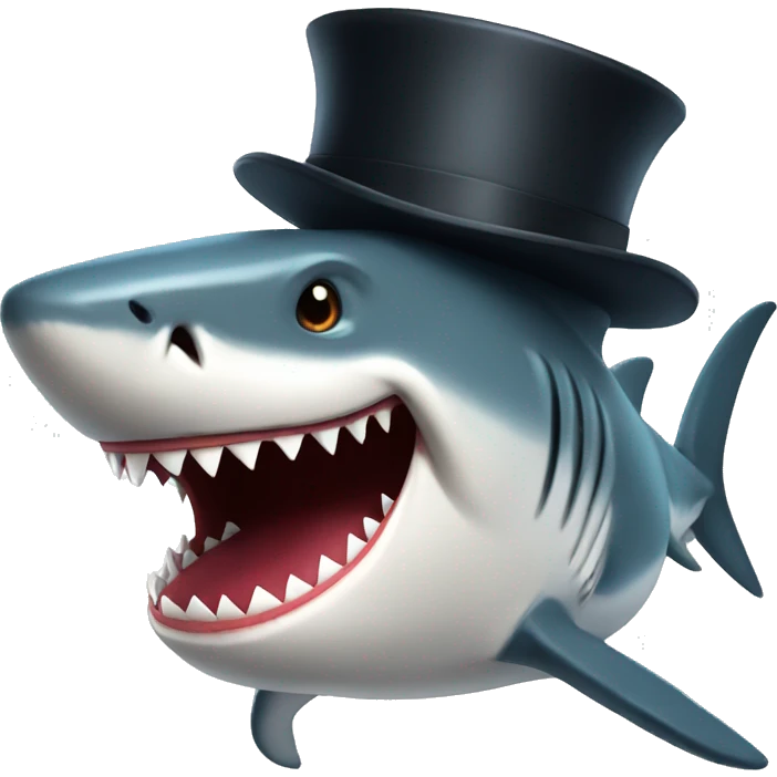Shark with a top hat emoji