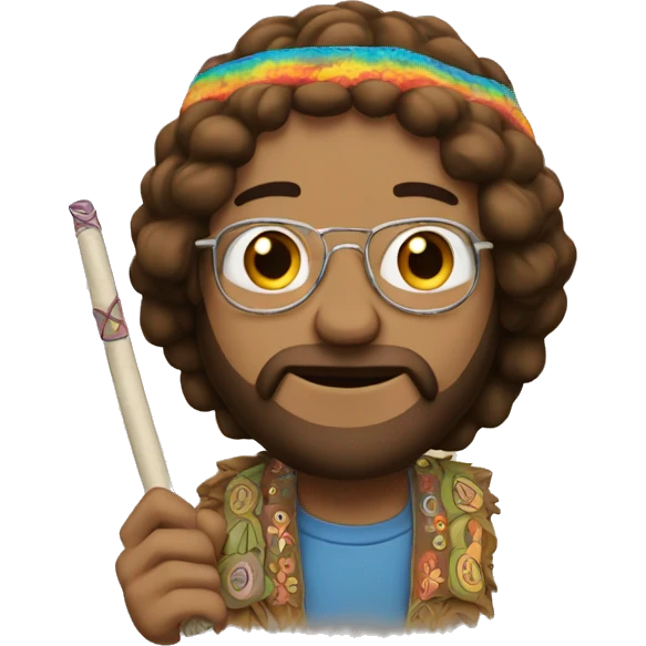 A hippie with a doobie emoji