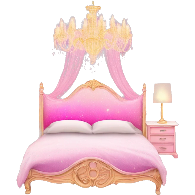 Pink ombre bed with glitter and chandelier  emoji