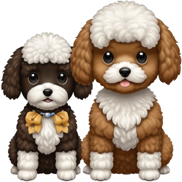 2 dogs. One is a mini poodle brown and the other one is a shitzu black with minimal white. emoji