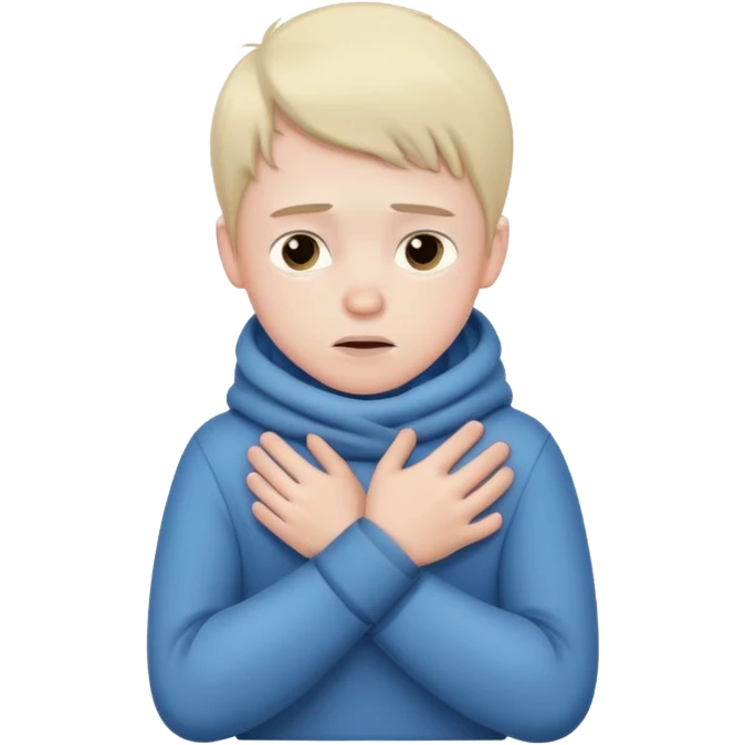 boy shivering in the cold rubbing his arms  emoji