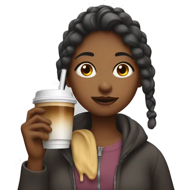 Girl drinking cold coffee  emoji