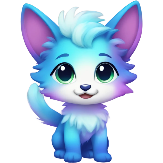 Adorable innocent cute gradient-Sparkle-nebula-fursona furry, full body emoji