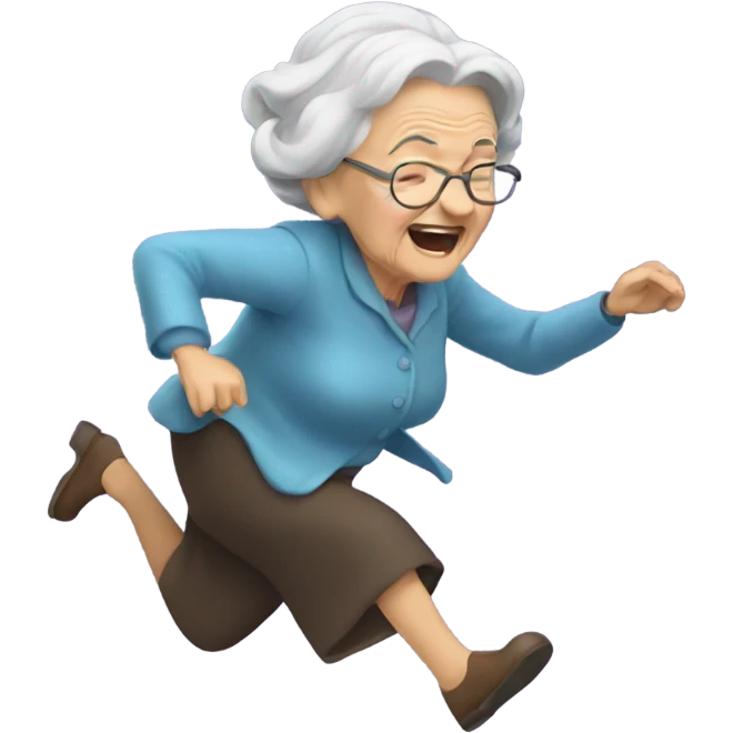 Old lady falling emoji