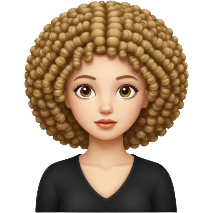 white girl with curly afro emoji