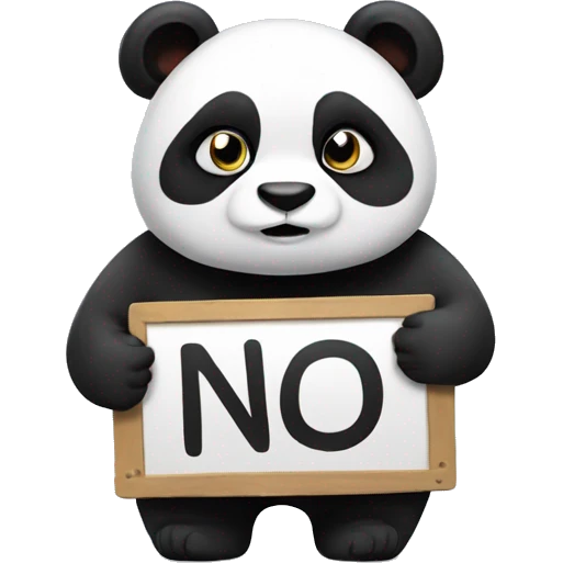 A chubby panda holding a NO sign emoji
