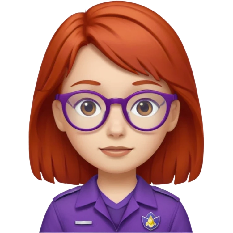 red haired scout kid with purple uniform and glassess girl emoji
